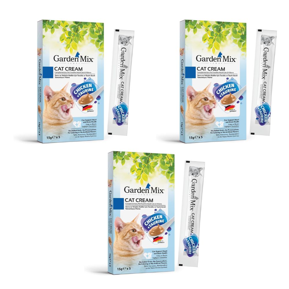 Gardenmix Yetişkin ve Yavru Kediler için Tavuklu ve Taurinli Sıvı Kedi Ödül Maması 3'lü Set